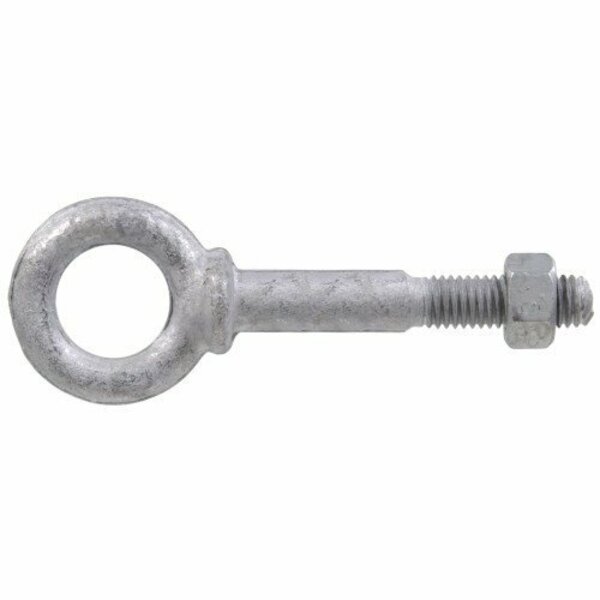 Hillman Hardware Essentials Eye Bolt with Nut, 1/2in Thread, Coarse Thread, 2100 lb Working Load, Galvanized 851892